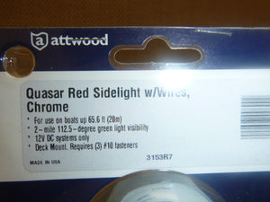 ATTWOOD CHROME QUASAR RED PORT SIDELIGHT